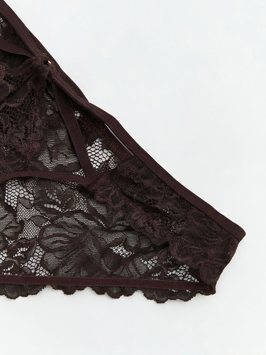 Kahverengi Çiçekli Dantelli Fantezi Bikini Külot-2