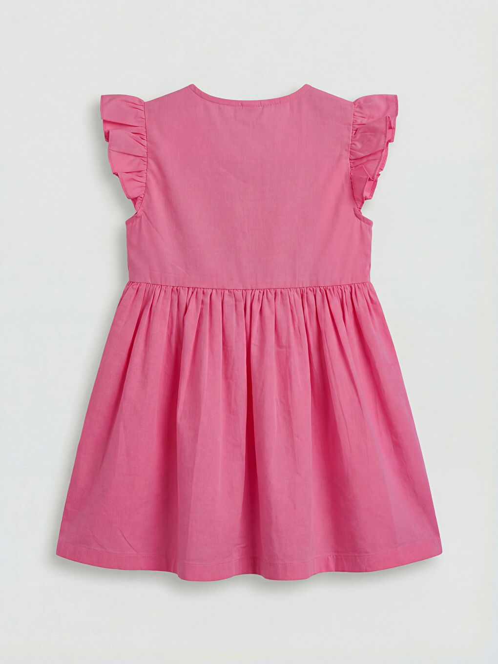 Sleeveless Ruffled Crew Neck Girls' Linen Dress-1