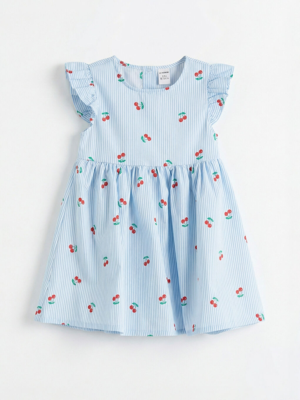 فستان بوبلين للبنات برقبة دائرية وطباعة