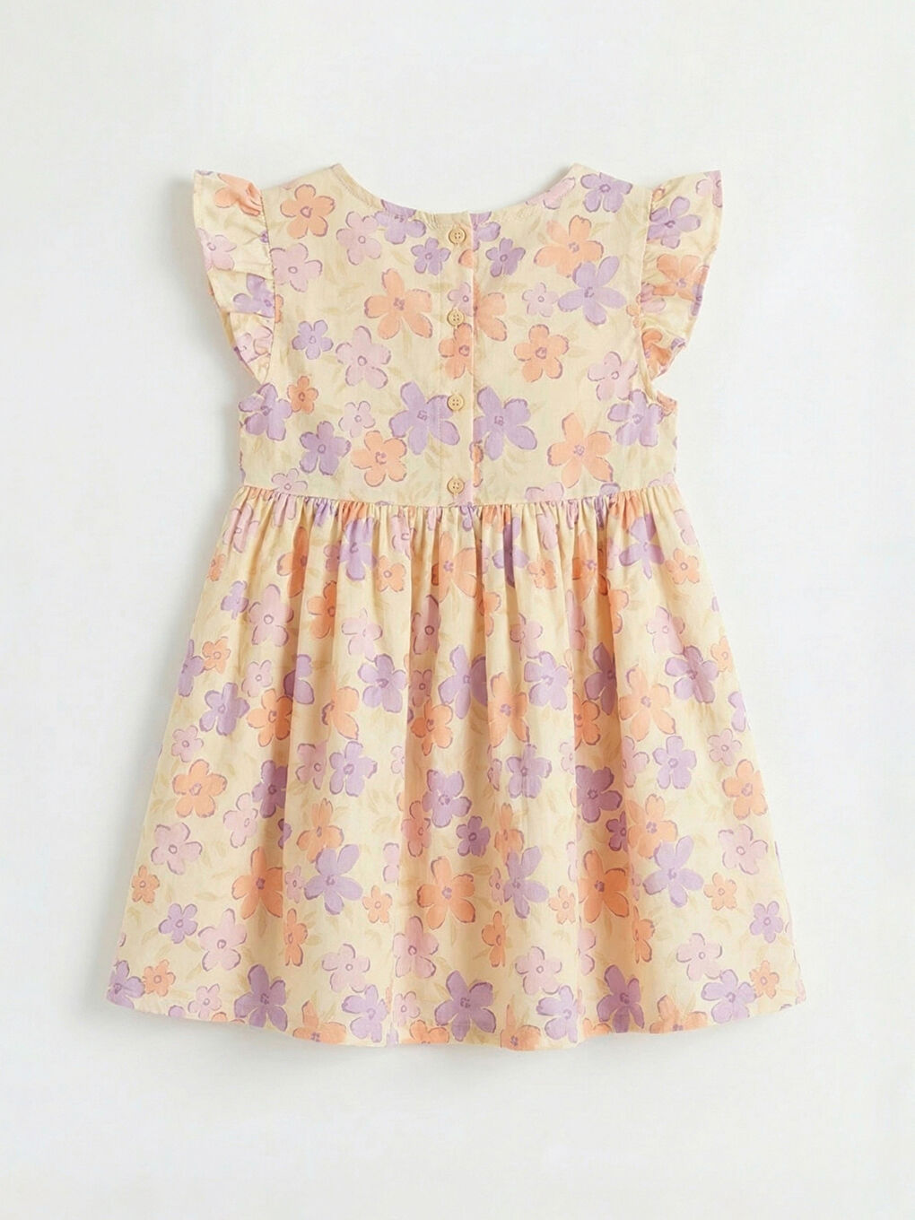 فستان بوبلين للبنات برقبة دائرية وطباعة.-1