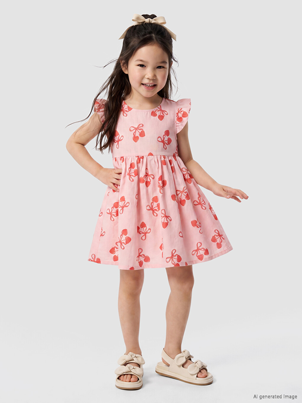 Robe En Popeline Pour Filles Avec Col Rond Et Imprimé