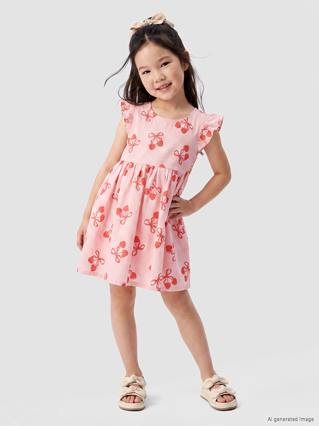 Robe En Popeline Pour Filles Avec Col Rond Et Imprimé-1
