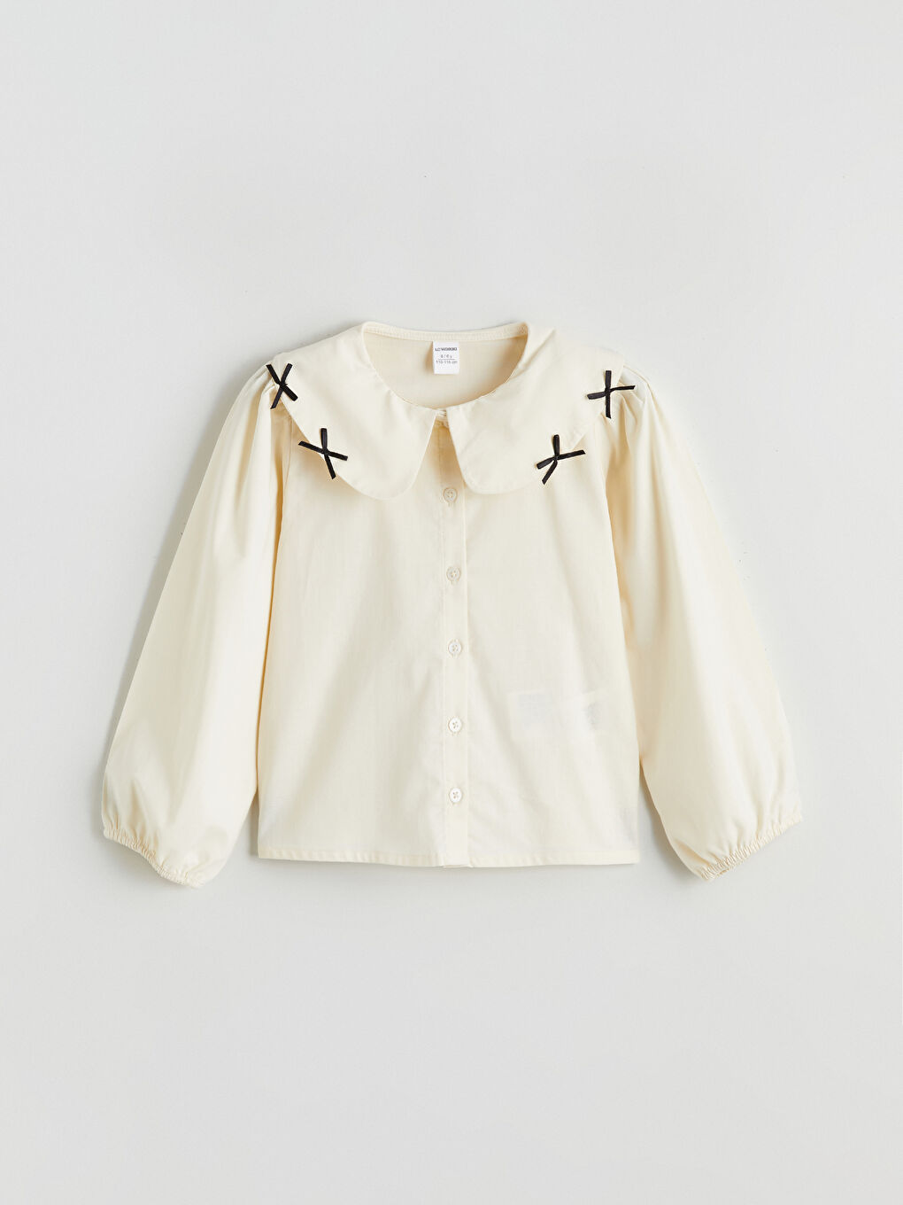 قميص كم طويل بياقة بيتر بان للبنات