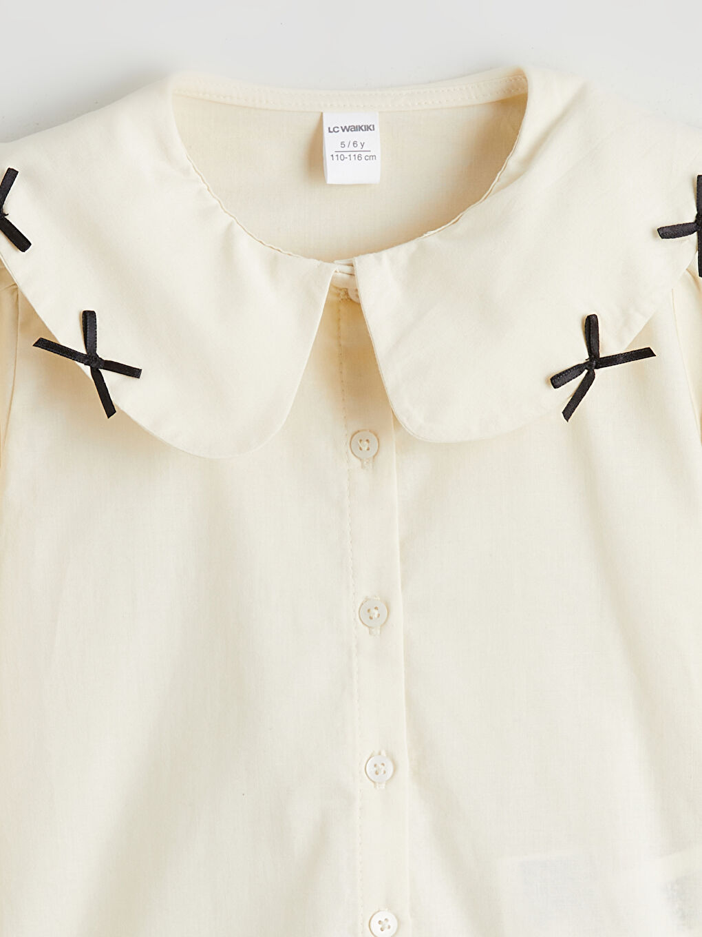 قميص كم طويل بياقة بيتر بان للبنات-1