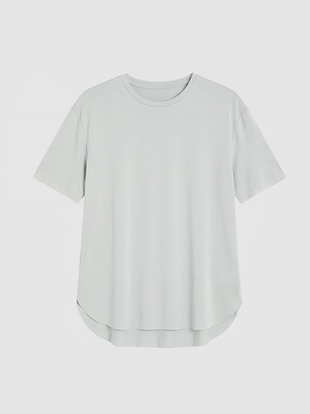 Gri Bisiklet Yaka Oversize Kadın Spor Tişört