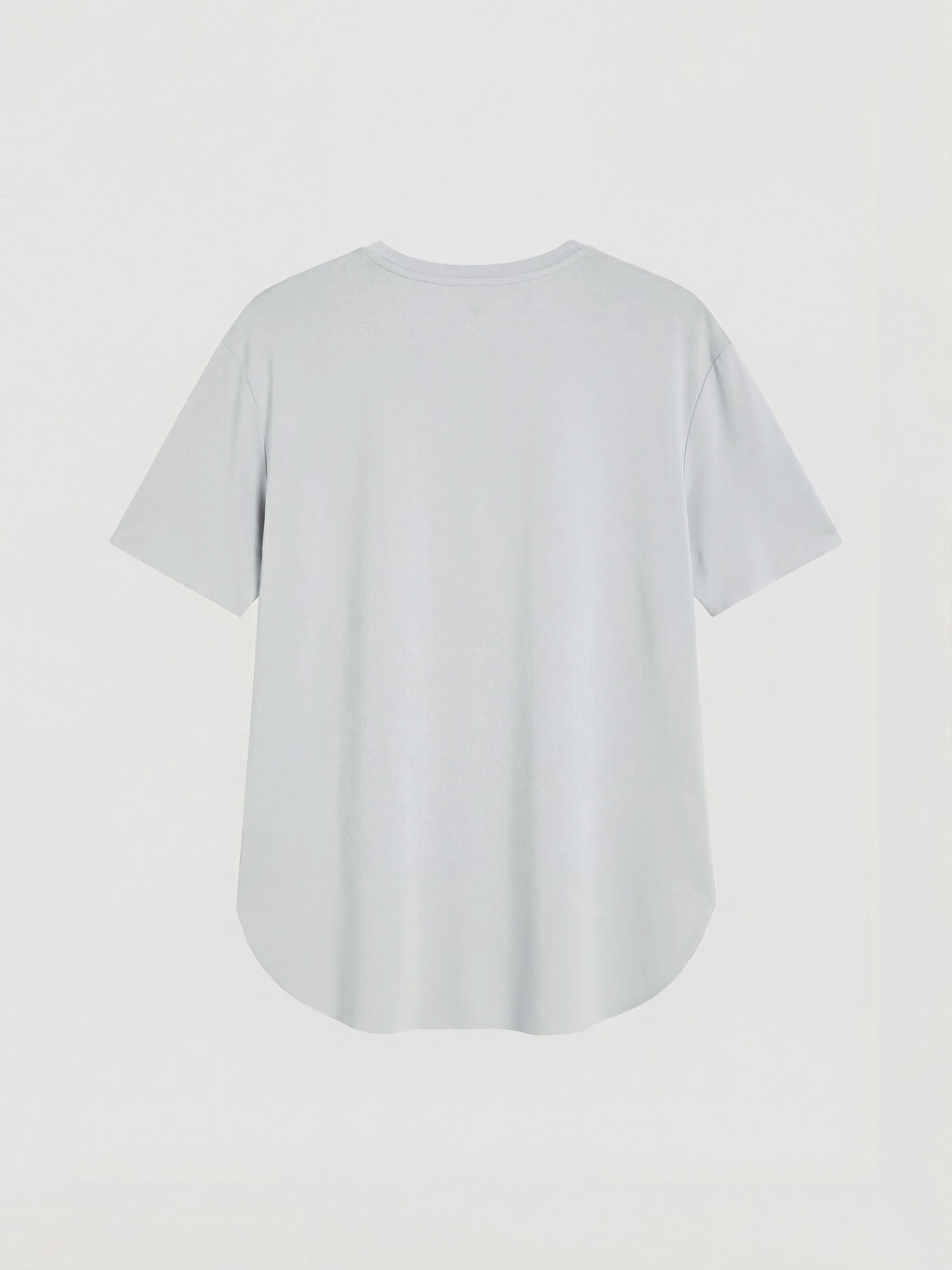 Gri Bisiklet Yaka Oversize Kadın Spor Tişört-1