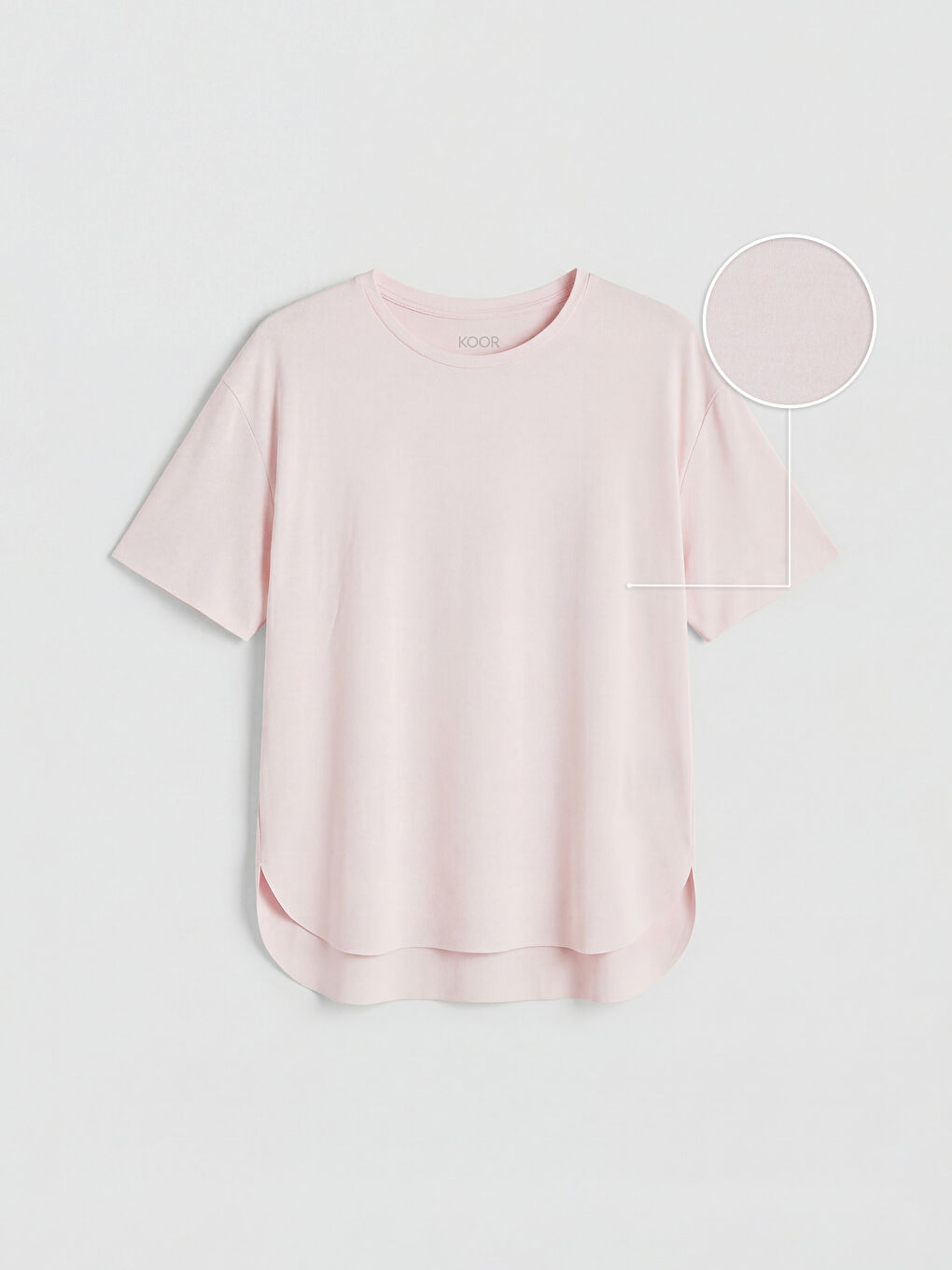 Pembe Bisiklet Yaka Oversize Kadın Spor Tişört