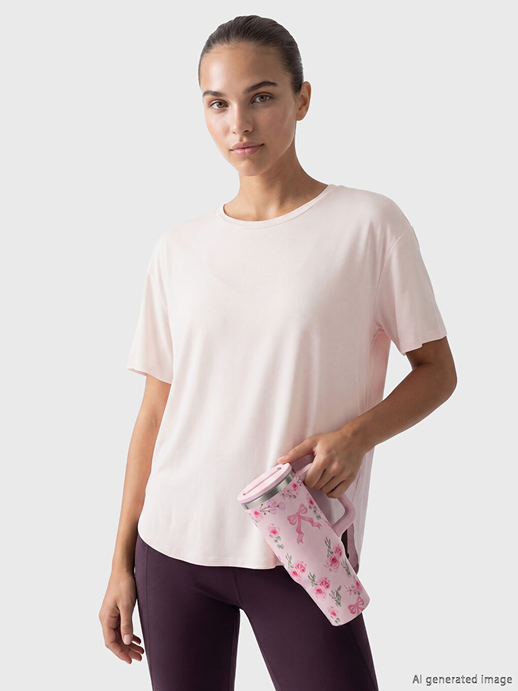T-shirt sportiv i madh për Gra me jakë të rrumbullakët