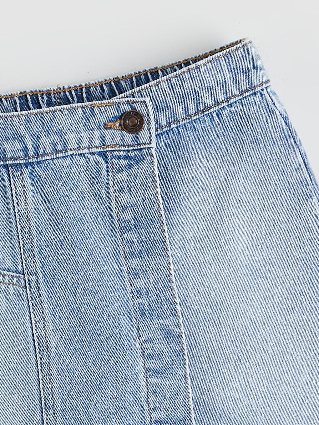 Beli Lastikli Kız Çocuk Jean Şort Etek-1