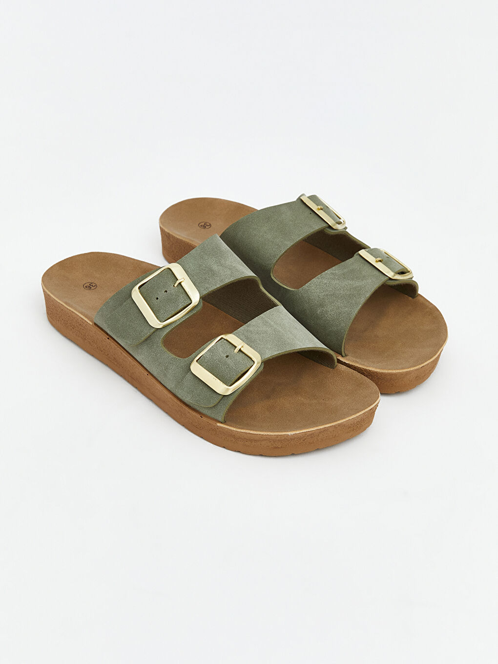 Haki Kadın Toka Detaylı Terlik