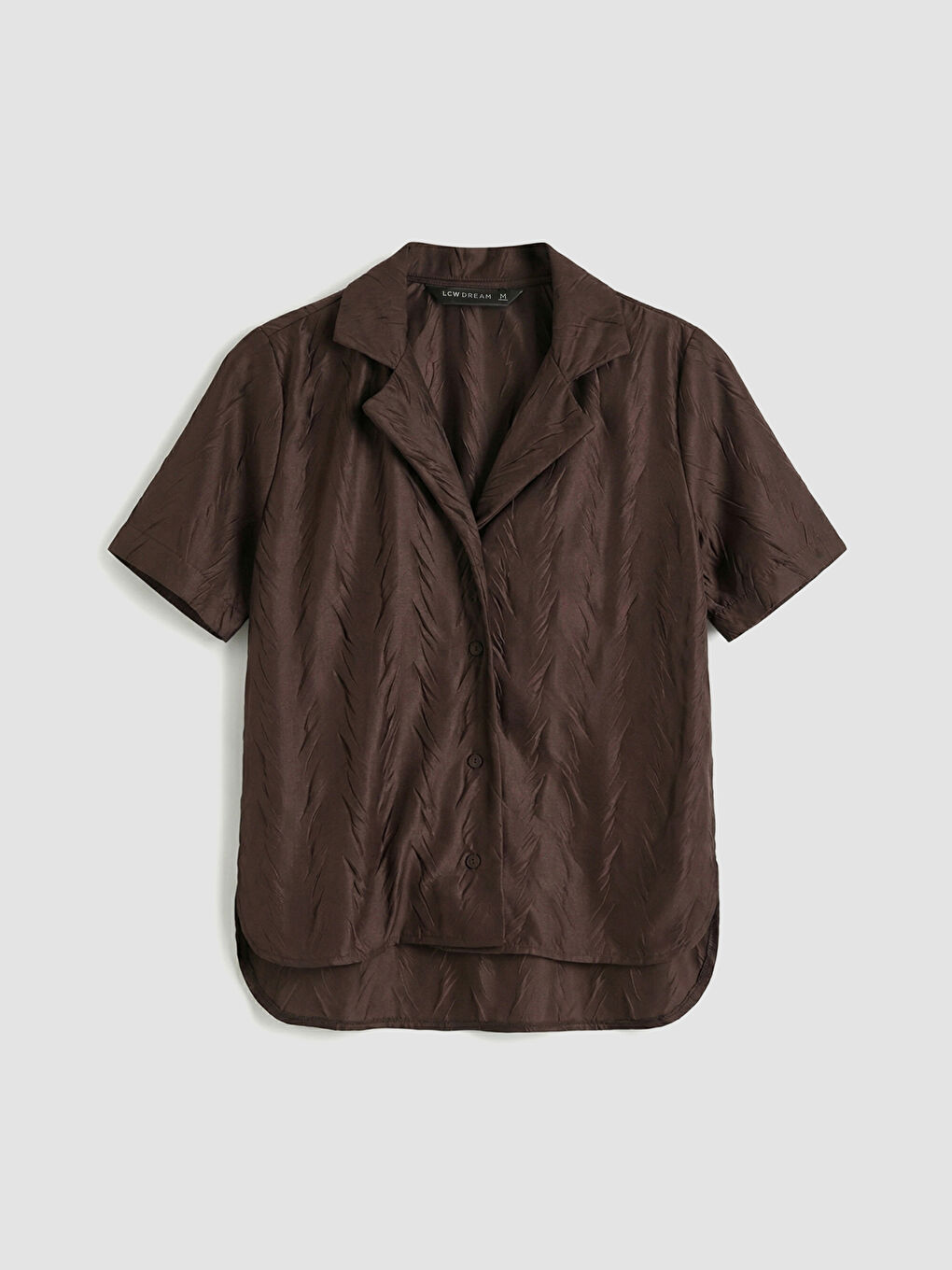 Kahverengi Gömlek Yaka Desenli Kadın Şortlu Pijama Takımı-1