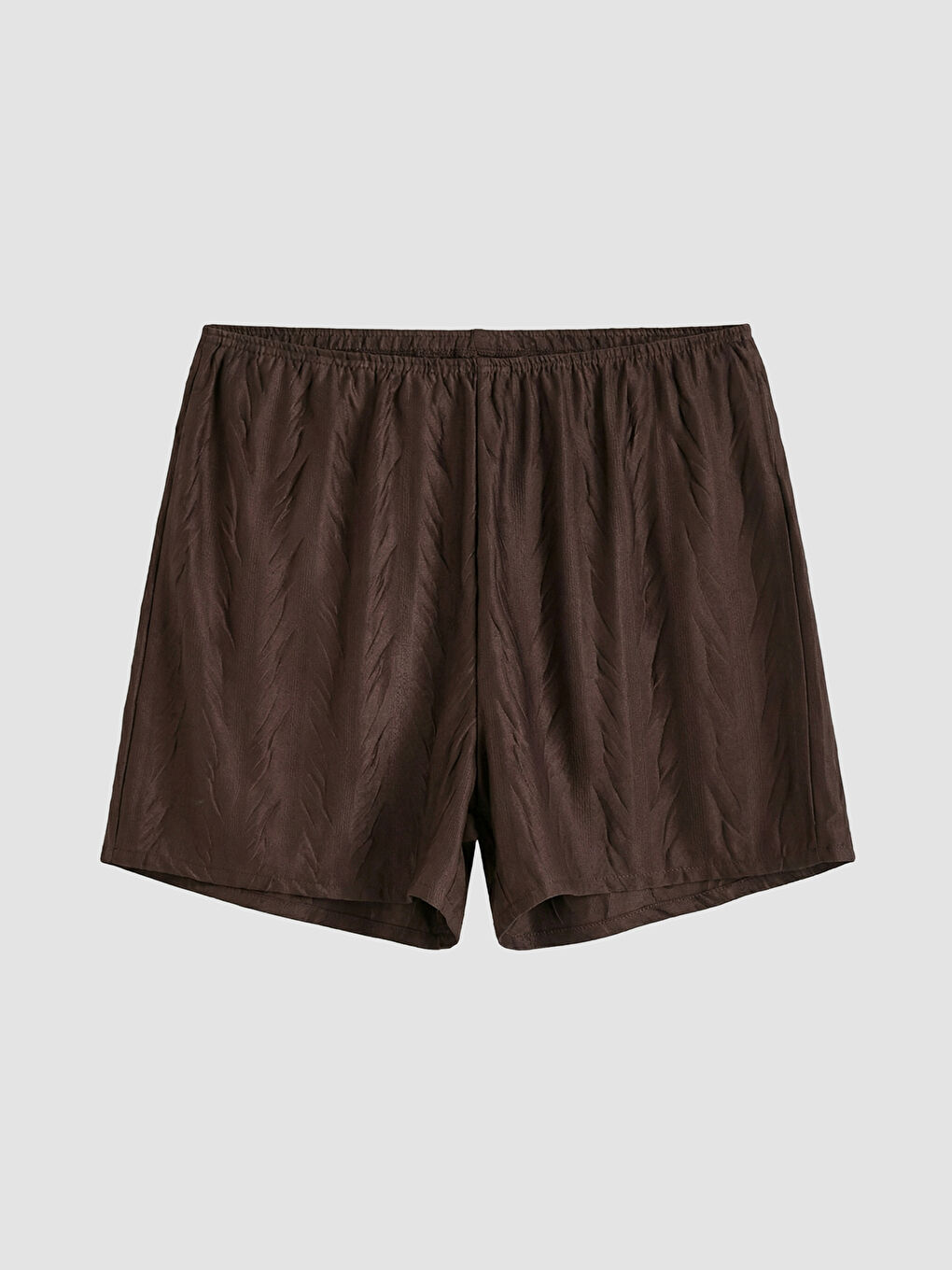 Kahverengi Gömlek Yaka Desenli Kadın Şortlu Pijama Takımı-3