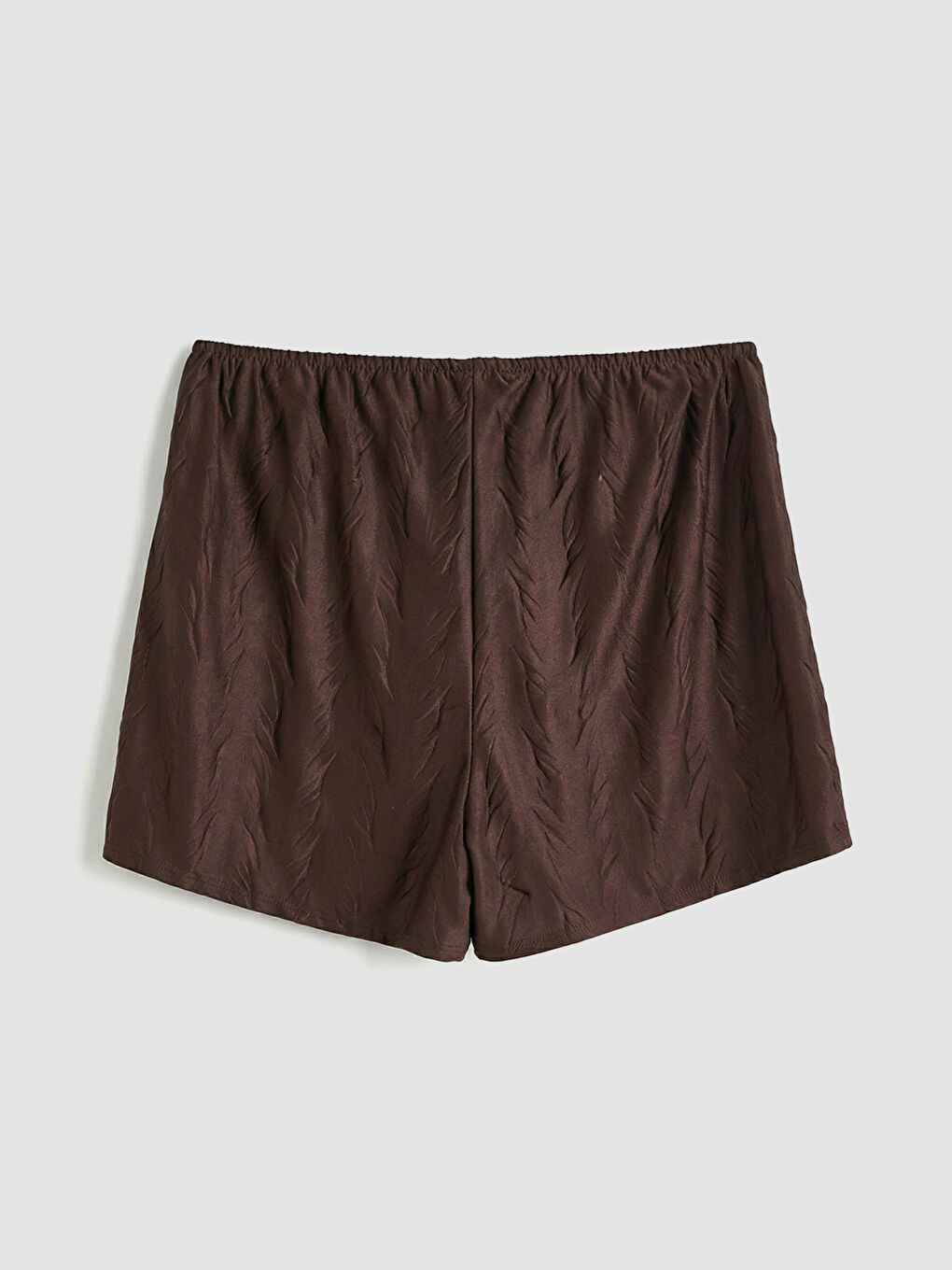 Kahverengi Gömlek Yaka Desenli Kadın Şortlu Pijama Takımı-4