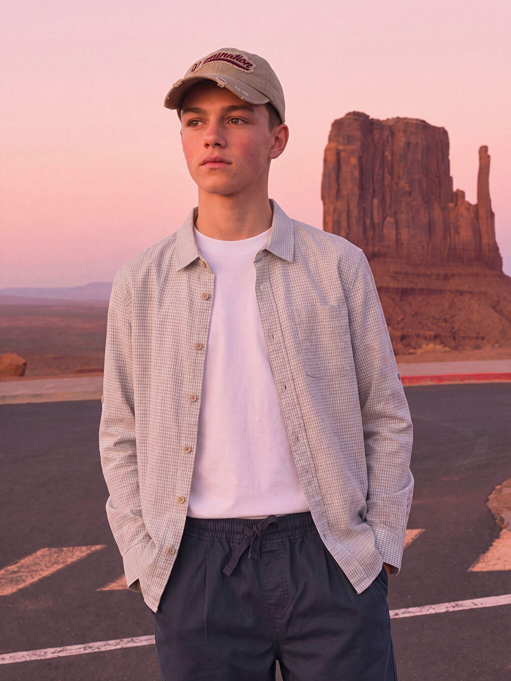 Ekru Ekose Erkek Çocuk Gömlek-1