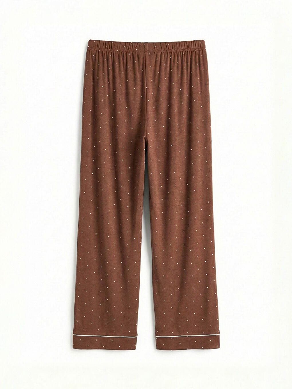 Kahverengi Gömlek Yaka Puantiyeli Kadın Pijama Takımı-8