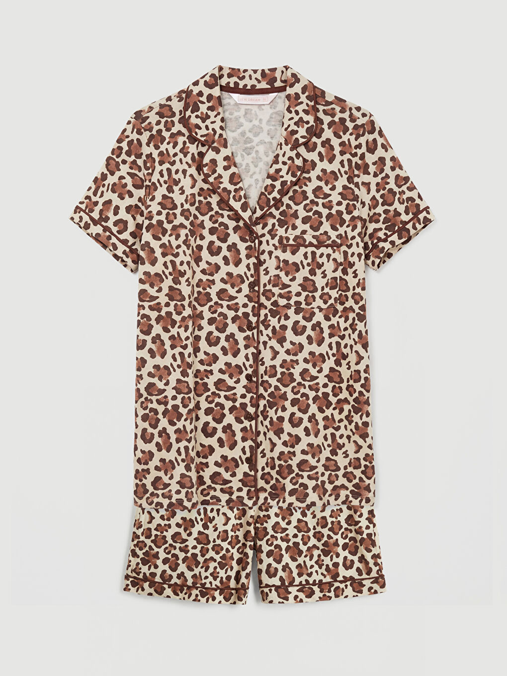 Женский короткий пижамный комплект с леопардовым принтом