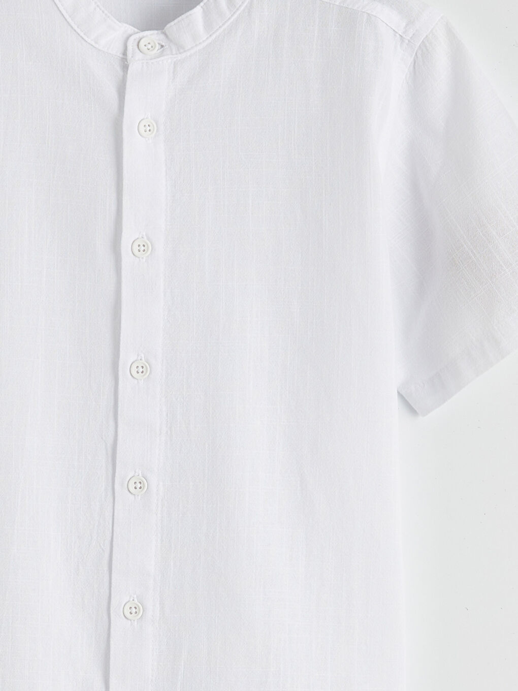 Beyaz Hakim Yaka Basic Erkek Çocuk Gömlek-2