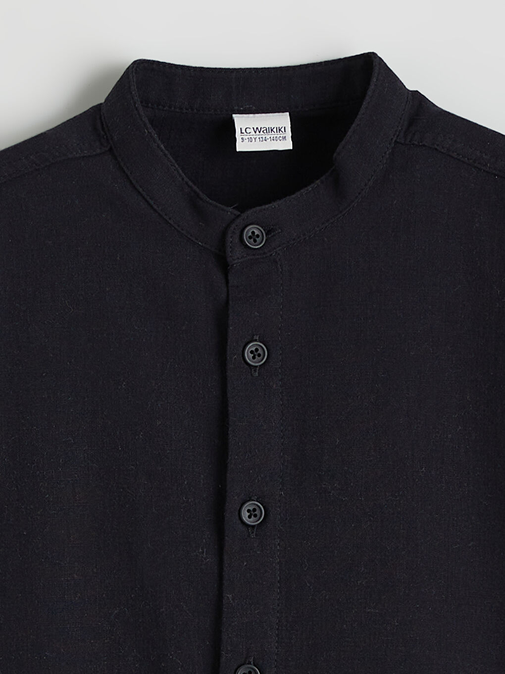 Siyah Hakim Yaka Basic Erkek Çocuk Gömlek-1