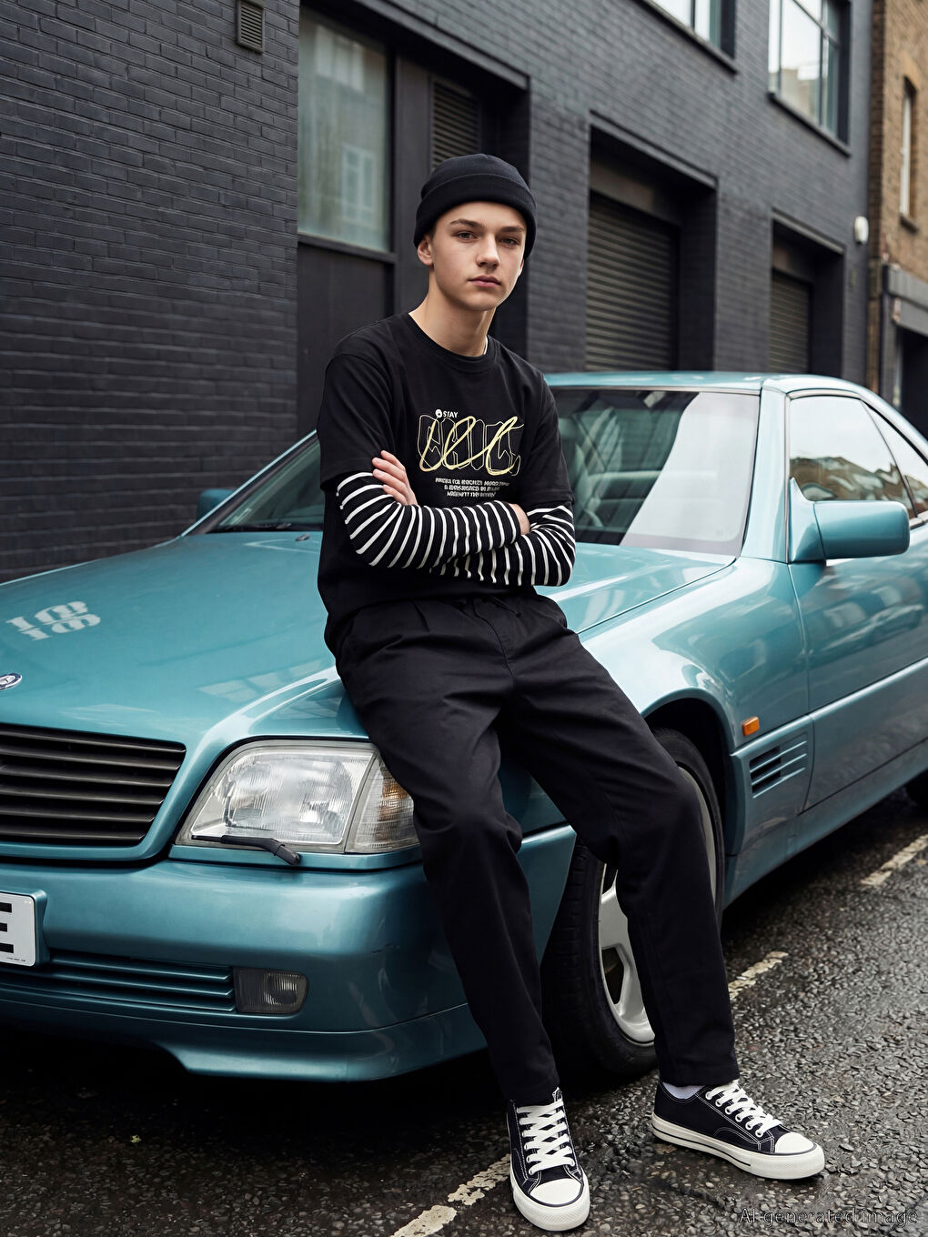 Pleated Gabardine Boys' Trousers