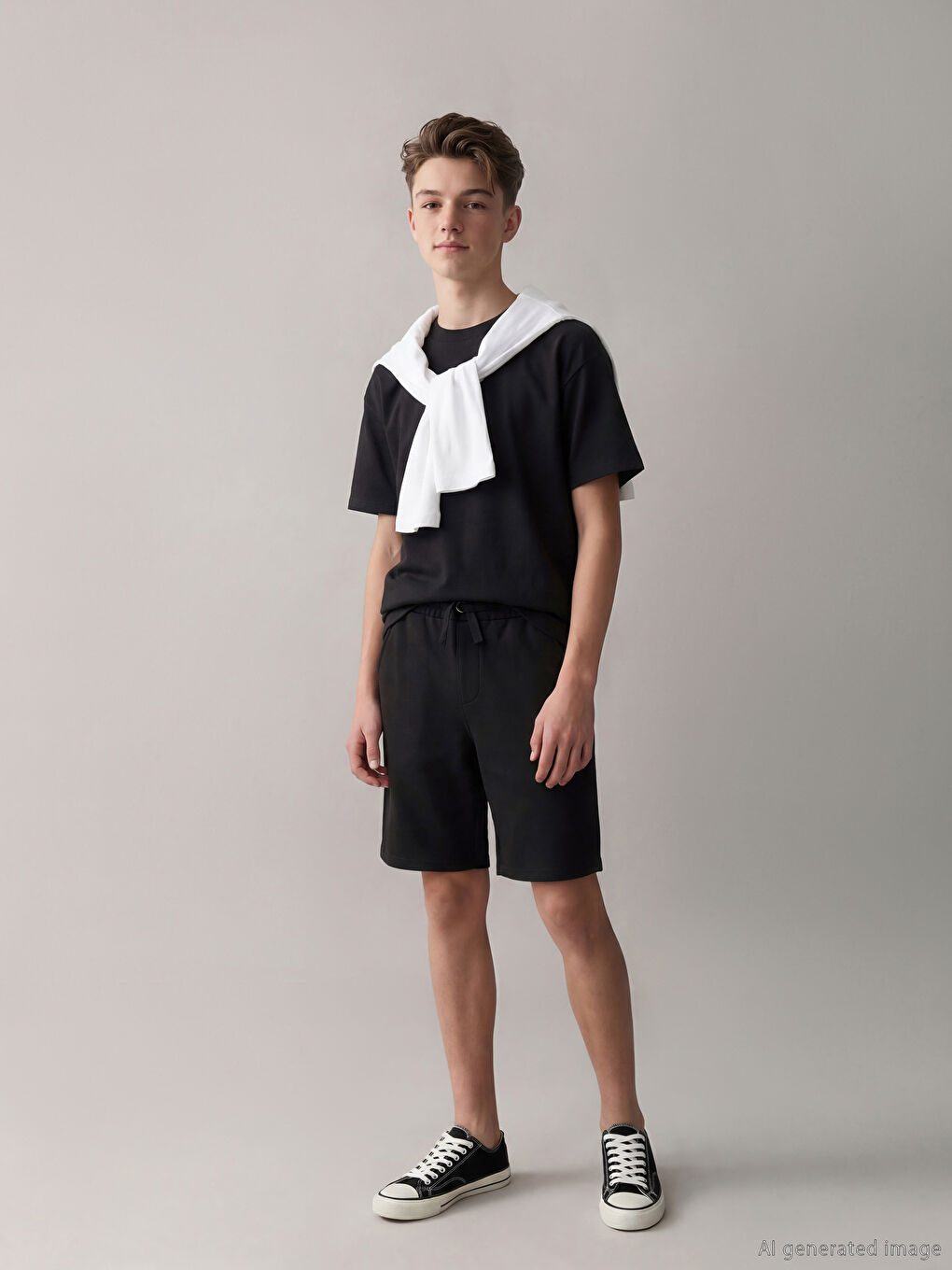 Siyah Beli Lastikli Erkek Çocuk Şort