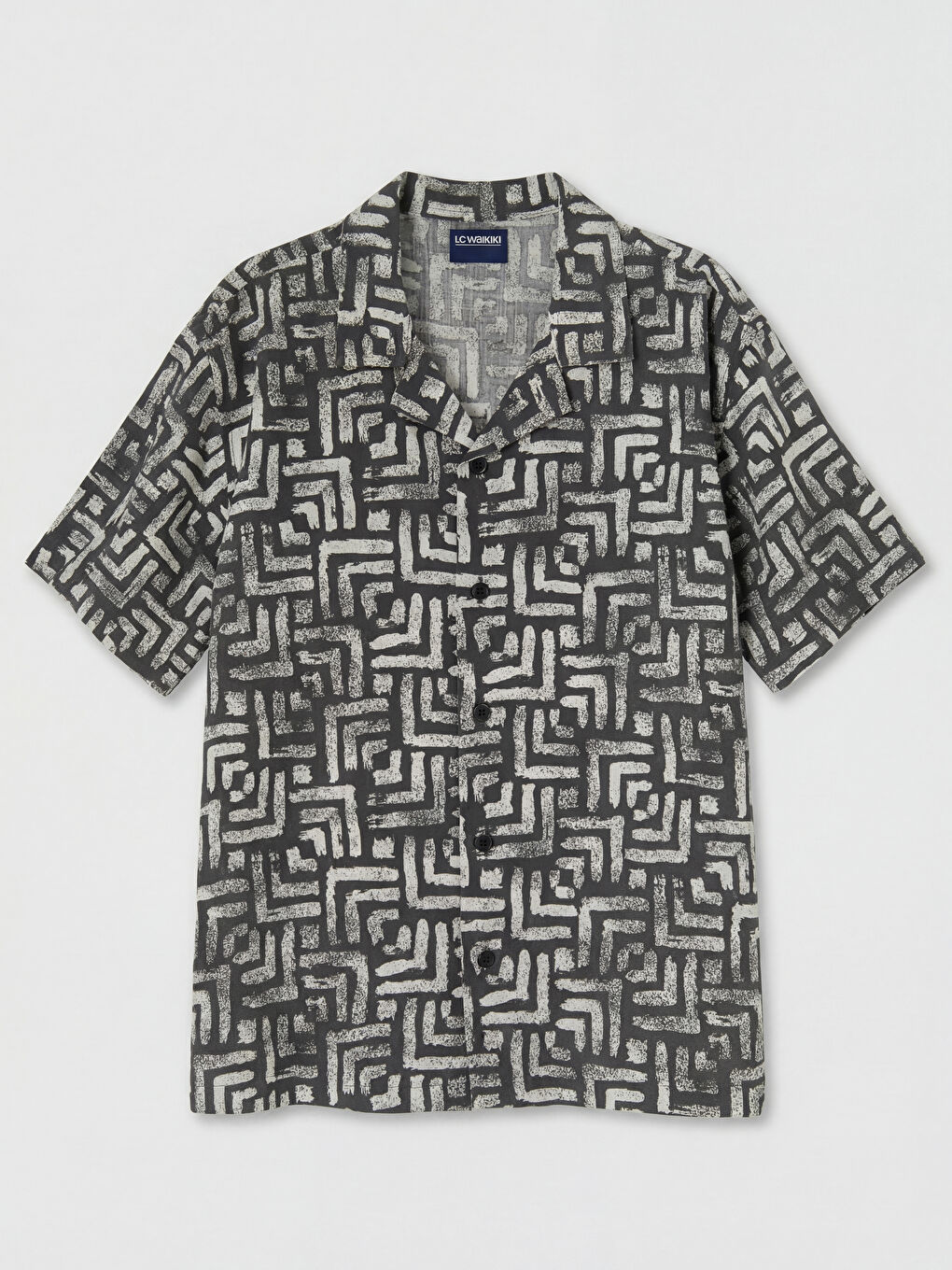 Siyah Desenli Kısa Kollu Erkek Çocuk Gömlek