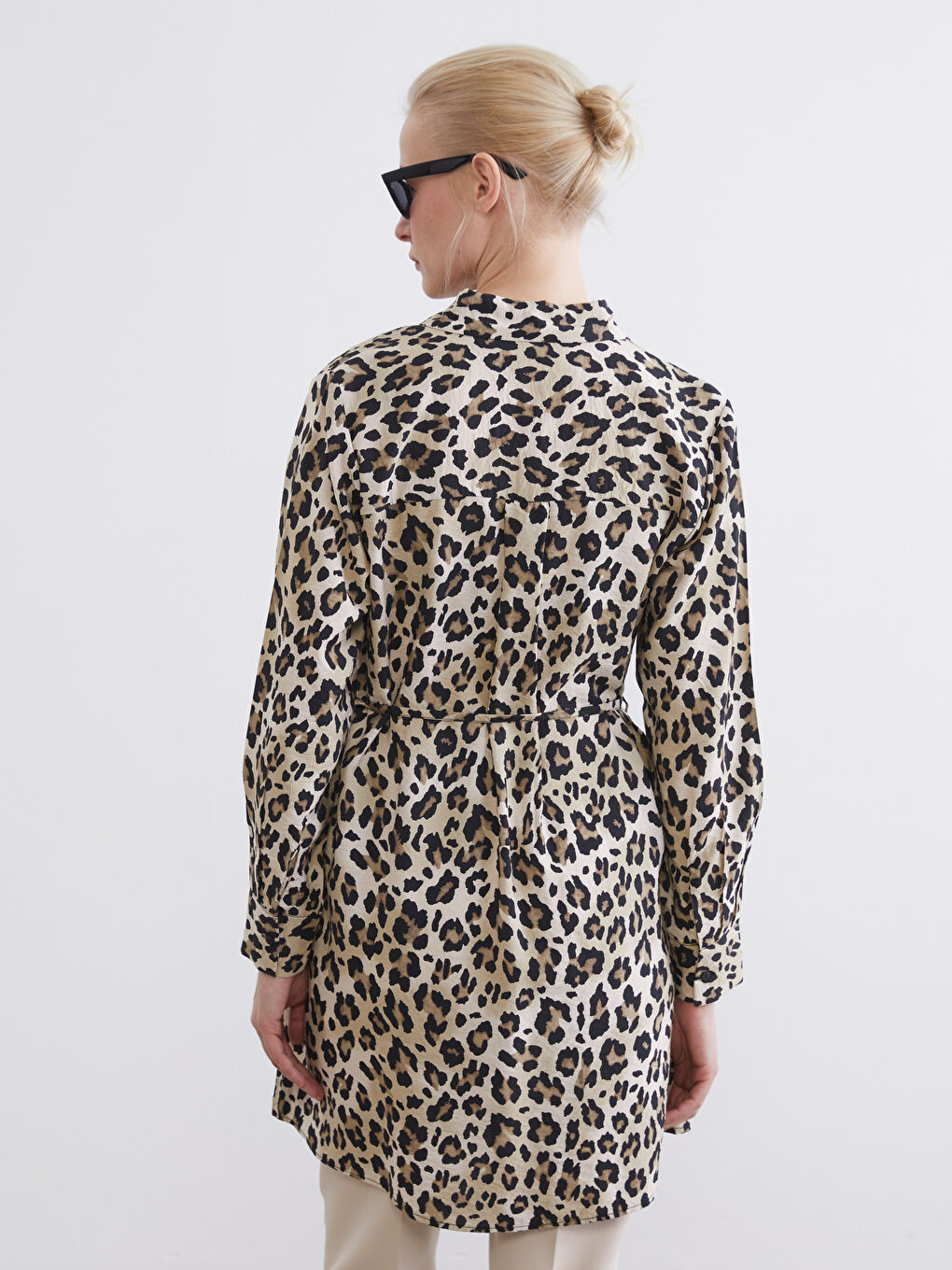 Leopar Desenli Kadın Gömlek Tunik-3