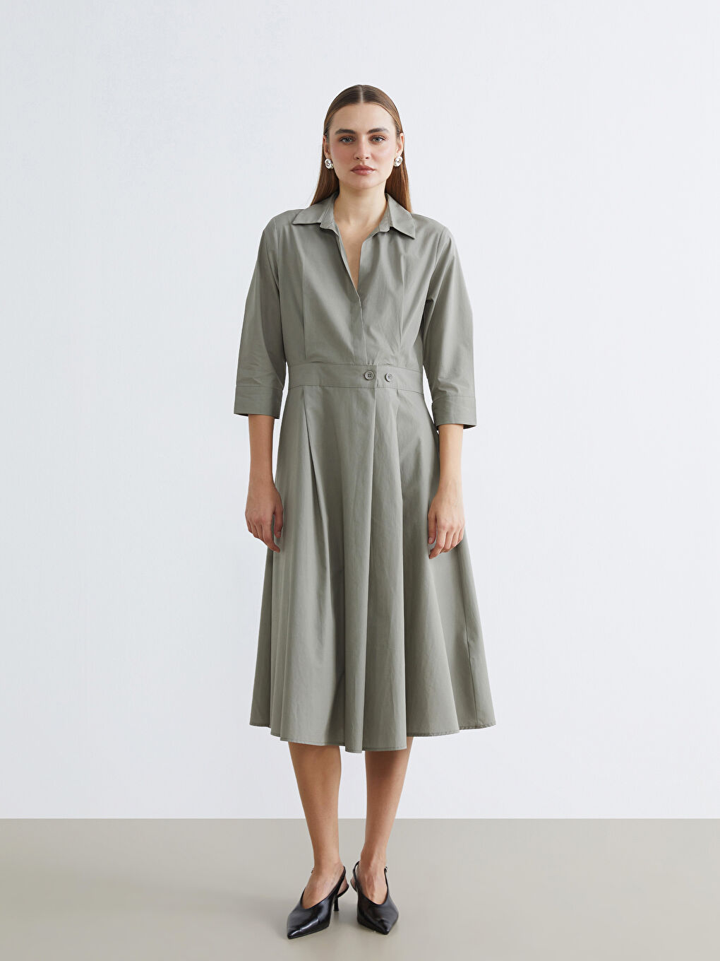 Φόρεμα με Κολάρο Ποπλίνα-1