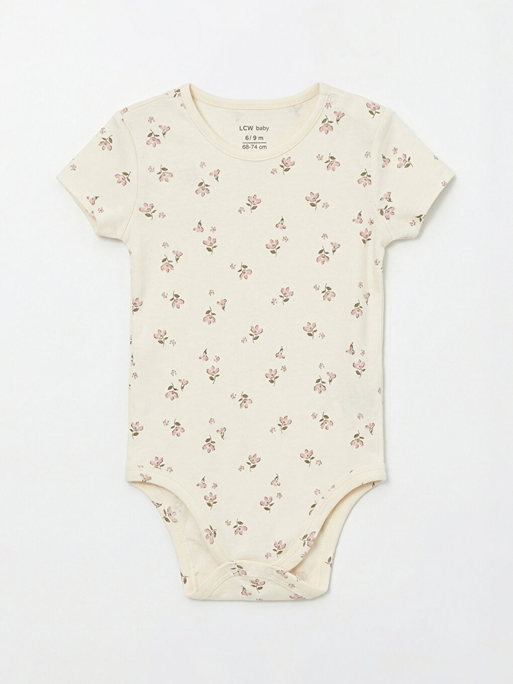 Ekru Bisiklet Yaka Kız Bebek Çıtçıtlı Body 2'li-1