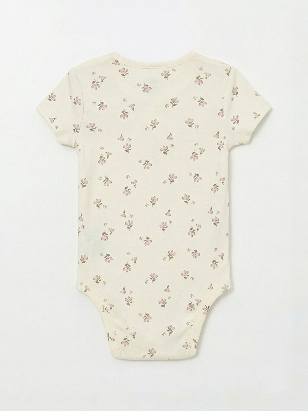 Ekru Bisiklet Yaka Kız Bebek Çıtçıtlı Body 2'li-2