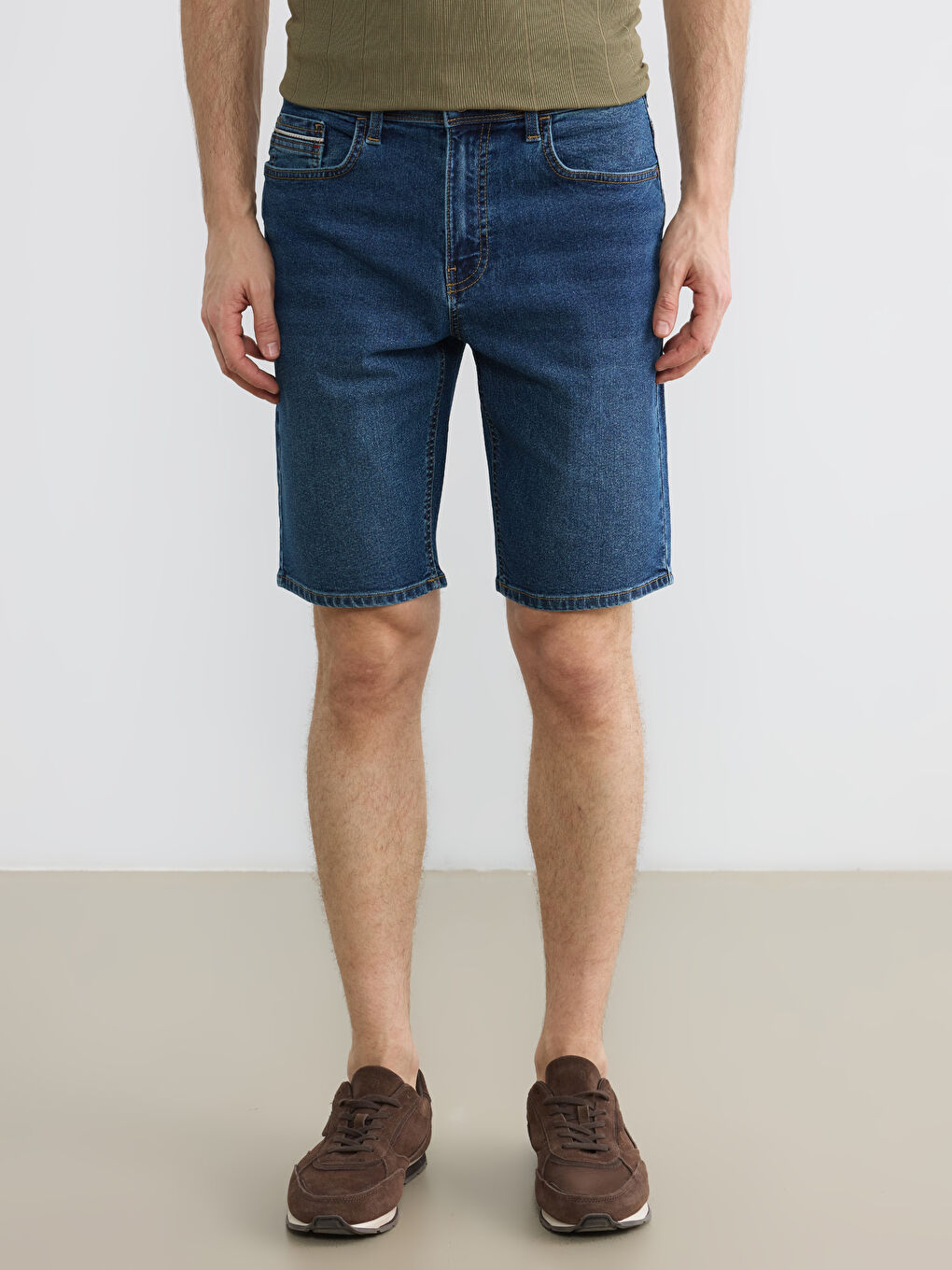 Slim Fit Erkek Jean Şort-1