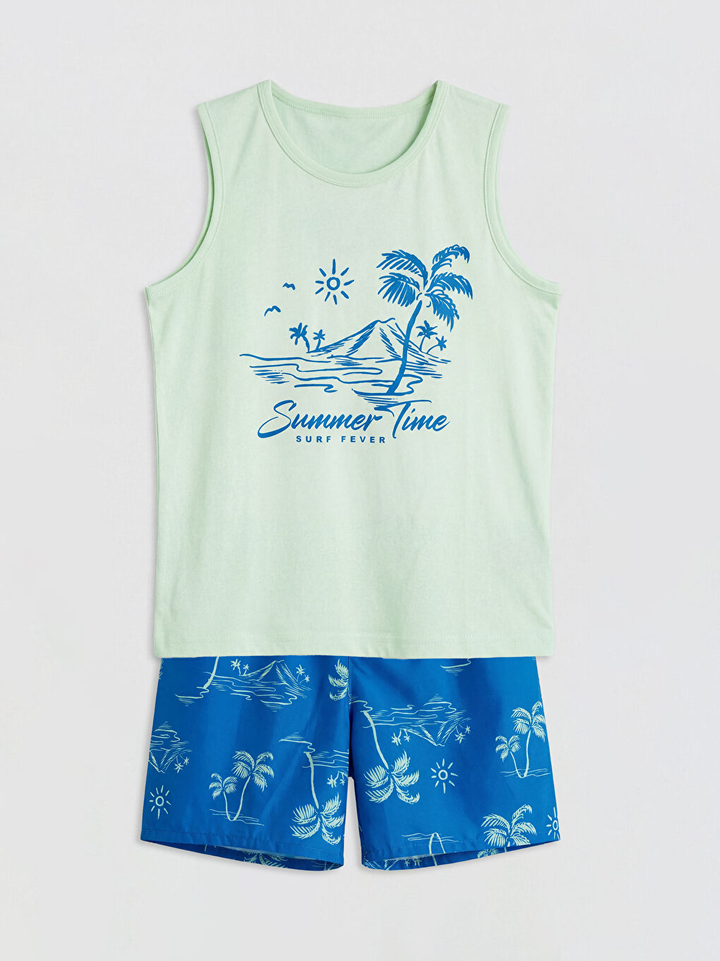 Yeşil Baskılı Erkek Çocuk Mayo Takımı