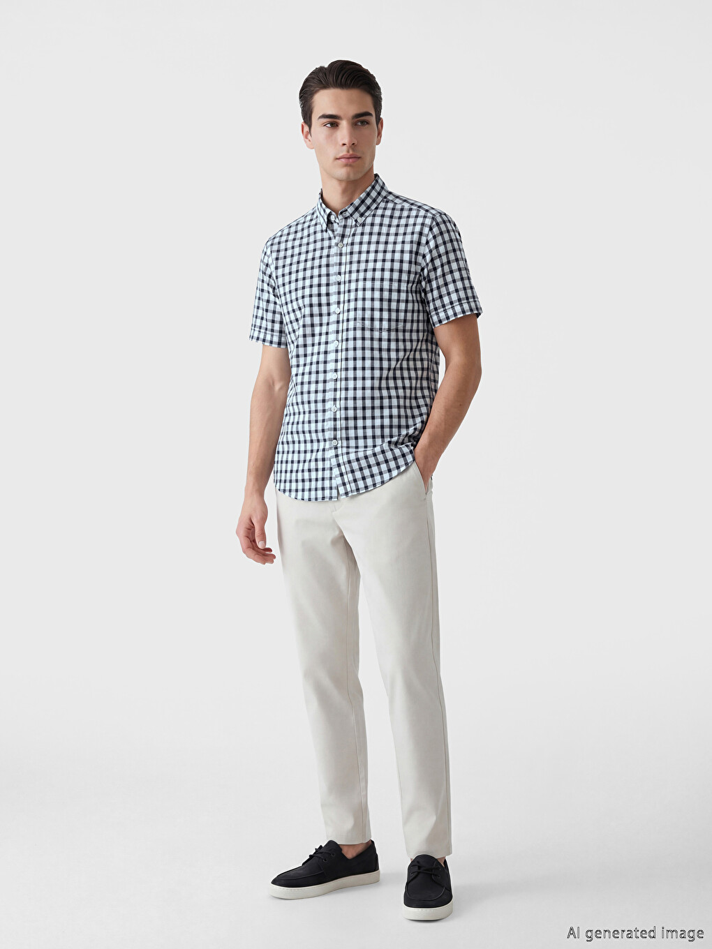 Regular Fit Plaid Oxford Men's Shirt-2
