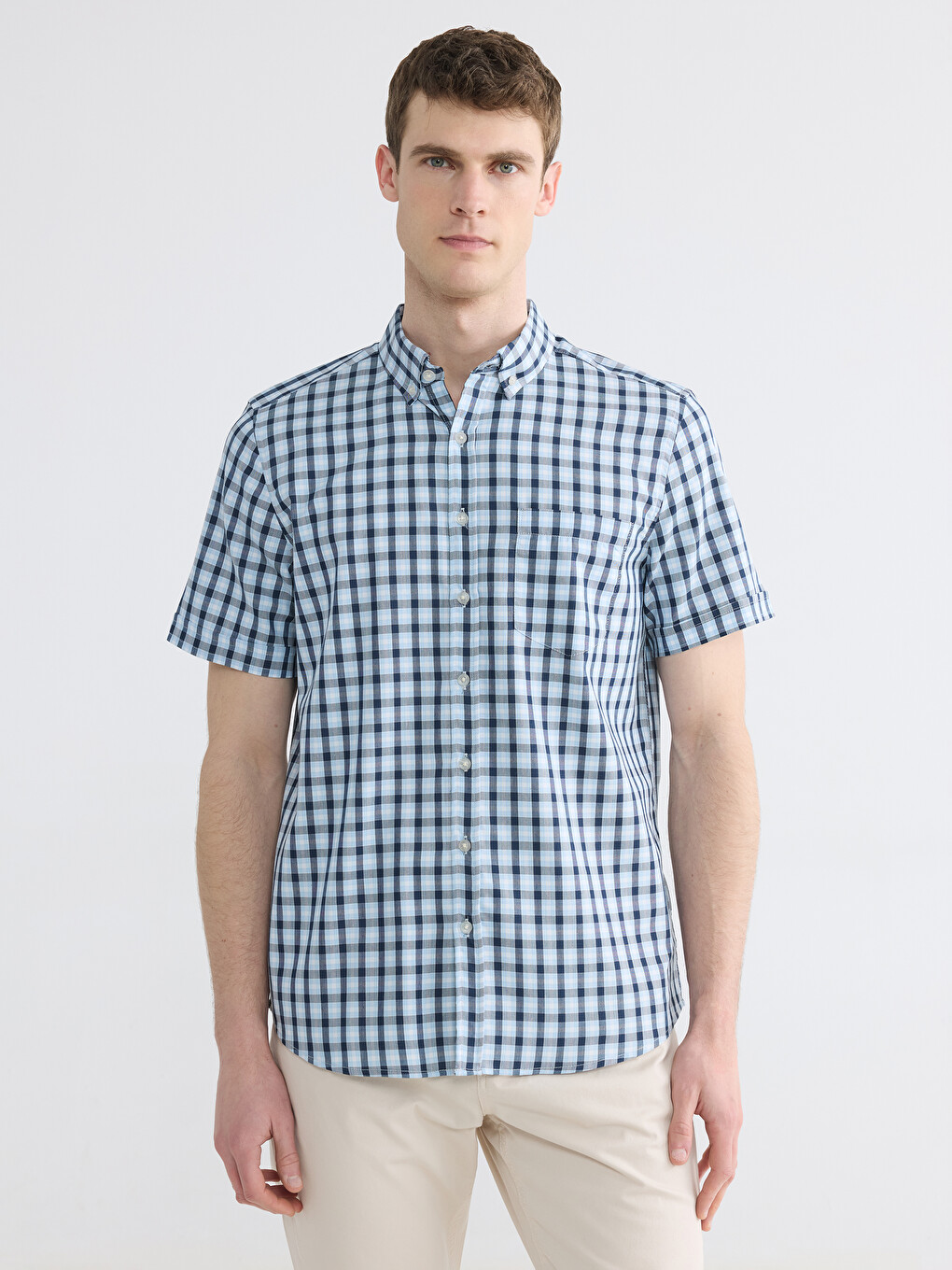 Regular Fit Plaid Oxford Men's Shirt