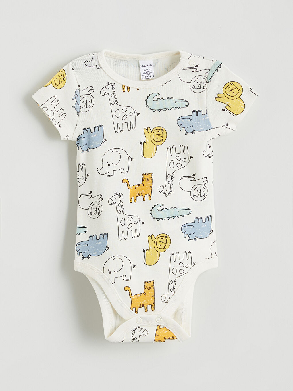 Ekru Bisiklet Yaka Erkek Bebek Çıtçıtlı Body 2'li-1