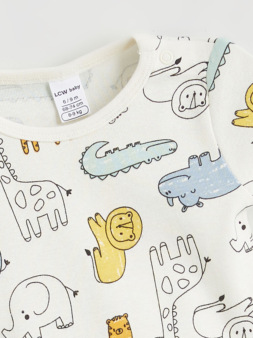 Ekru Bisiklet Yaka Erkek Bebek Çıtçıtlı Body 2'li-2