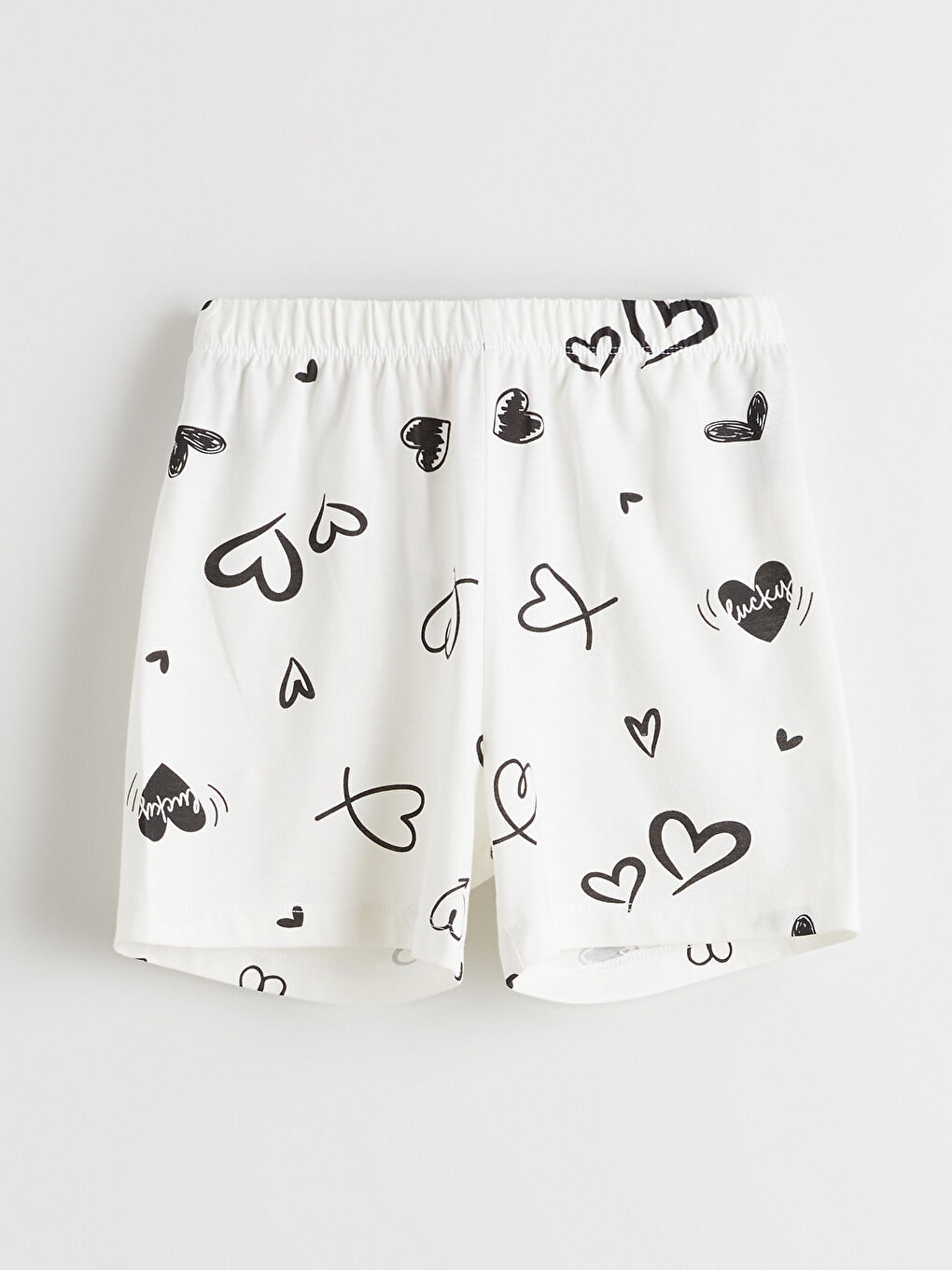 طقم بيجامة قصيرة للبنات بياقة دائرية-4