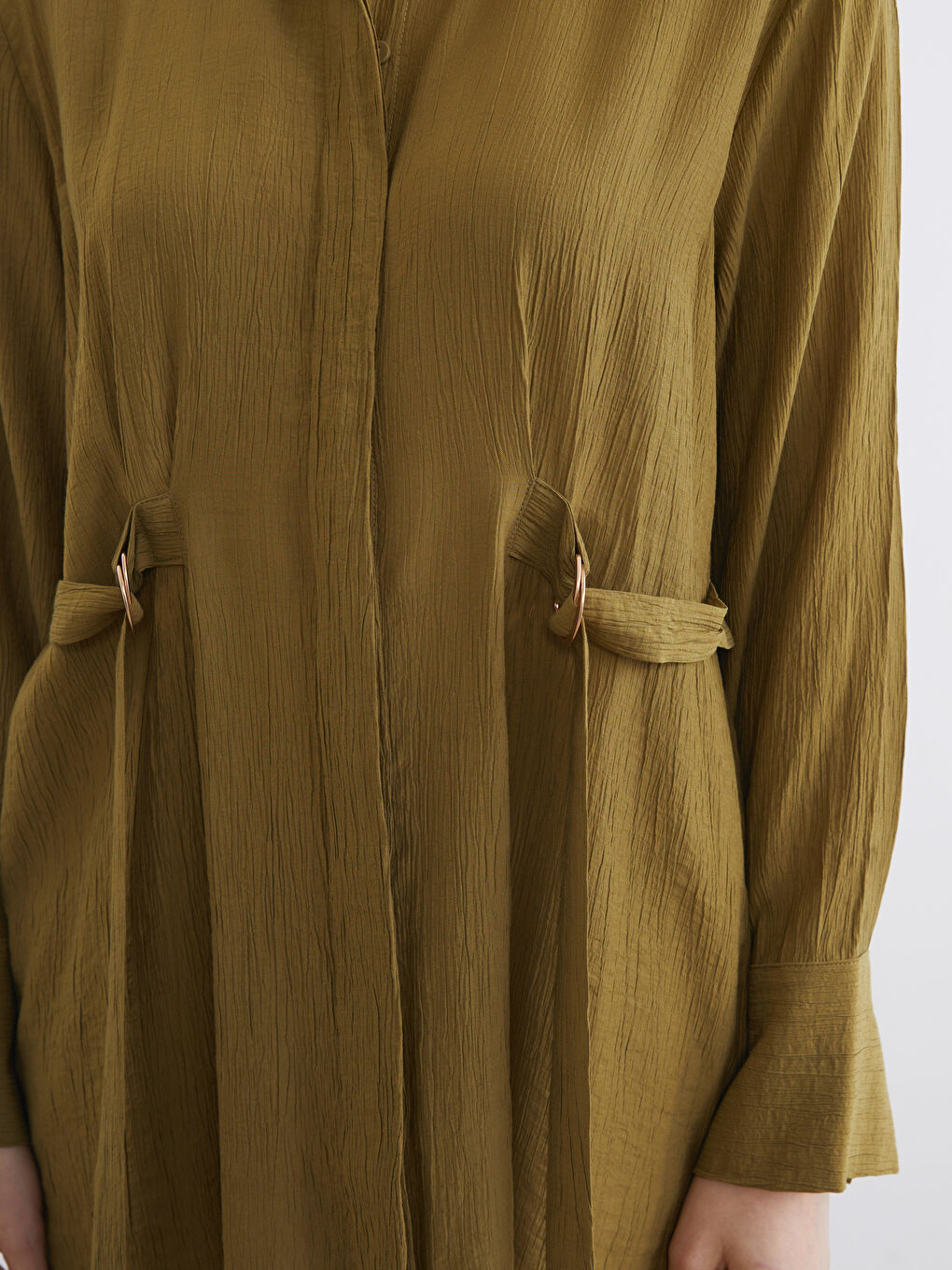 Textured Women's Shirt Tunic with Tie Detail-2