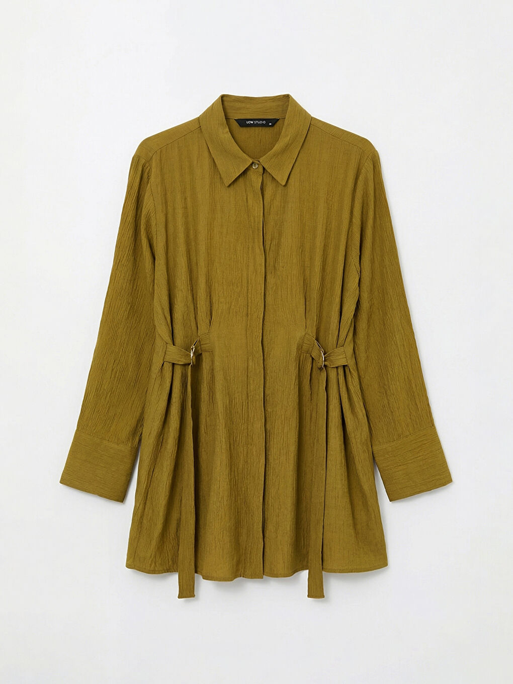 Textured Women's Shirt Tunic with Tie Detail-4