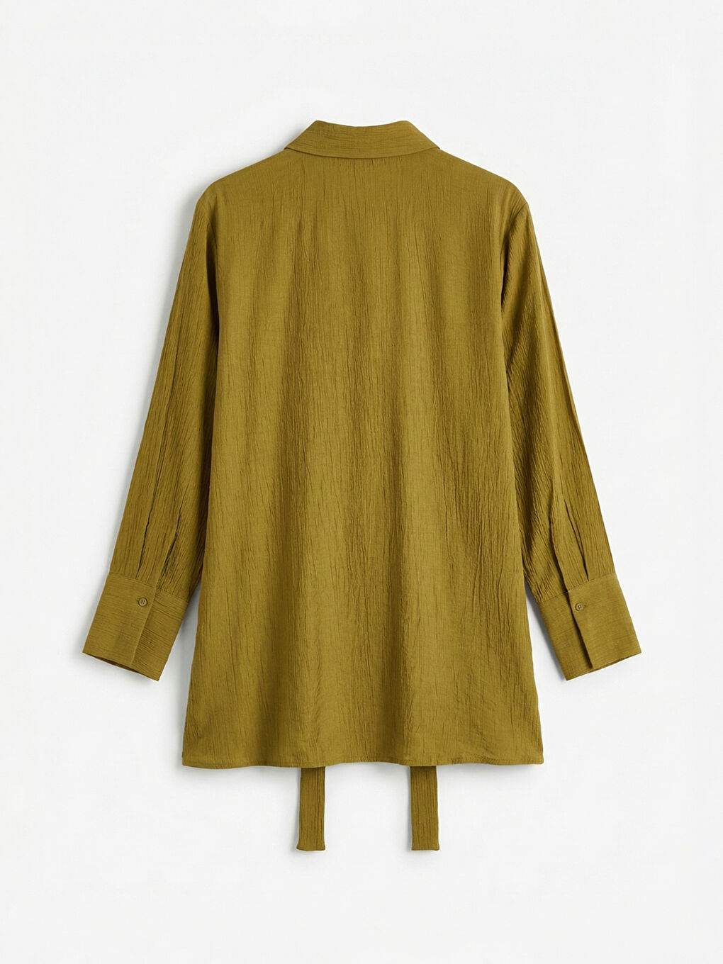 Textured Women's Shirt Tunic with Tie Detail-5