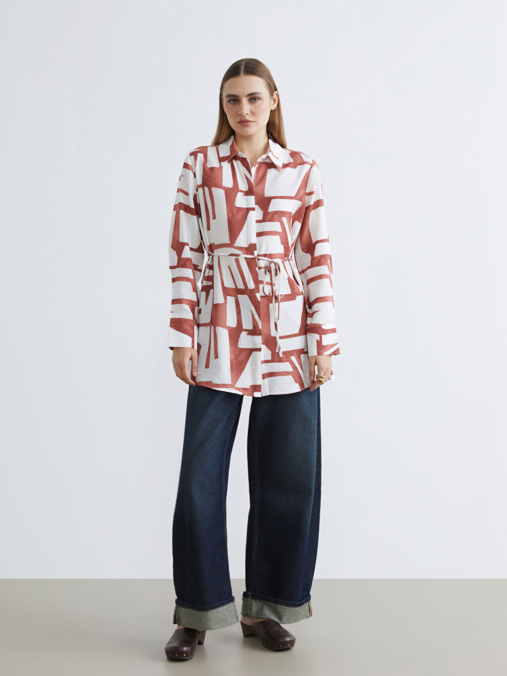 Patterned Women's Shirt Tunic-1