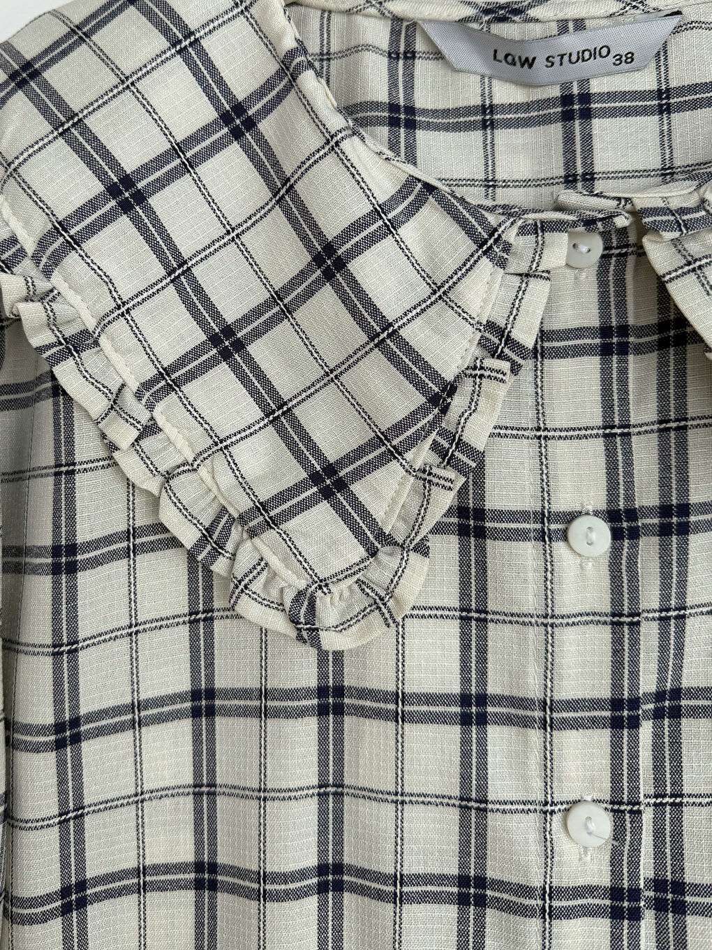 Peter Pan Collar Plaid Women's Shirt-2