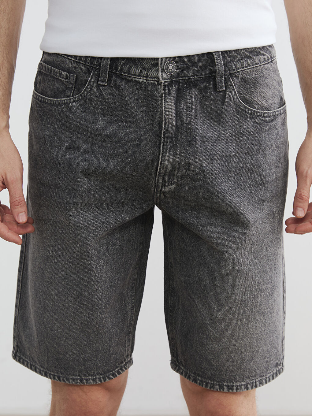 Pantaloni scurți din denim GRI Bărbat-2