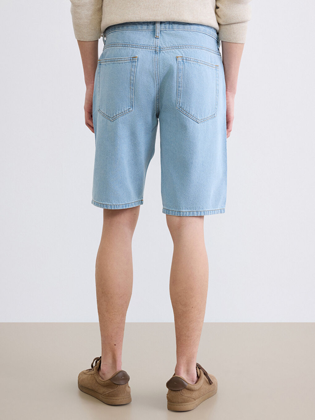 მამაკაცები მუქი ლურჯი ჯინსის შორტები-3