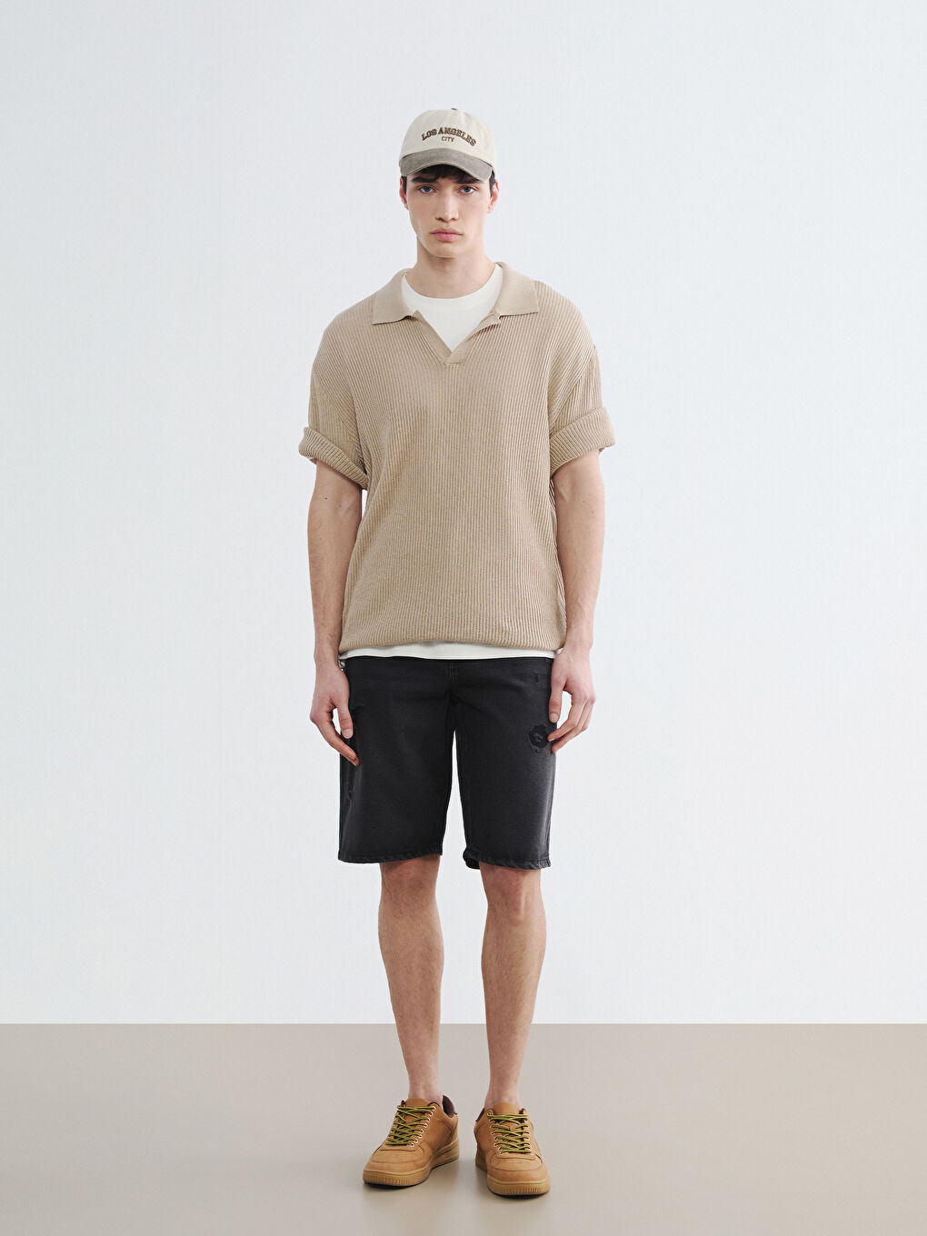 Мъжки дънкови къси панталони с редовна кройка