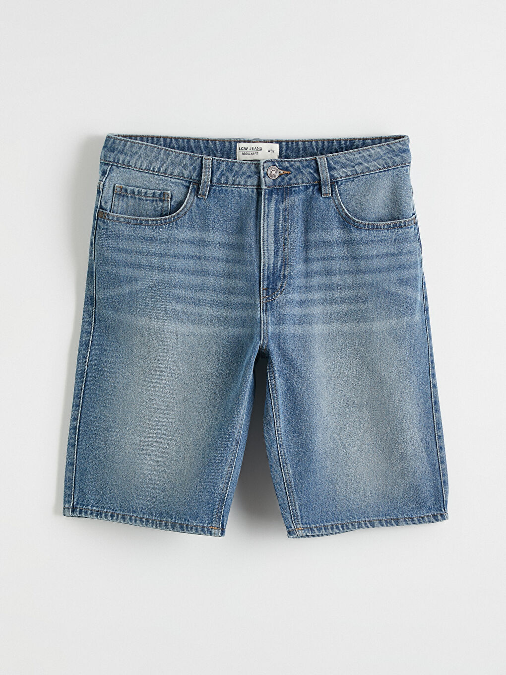 Мъжки дънкови къси панталони с редовна кройка-3