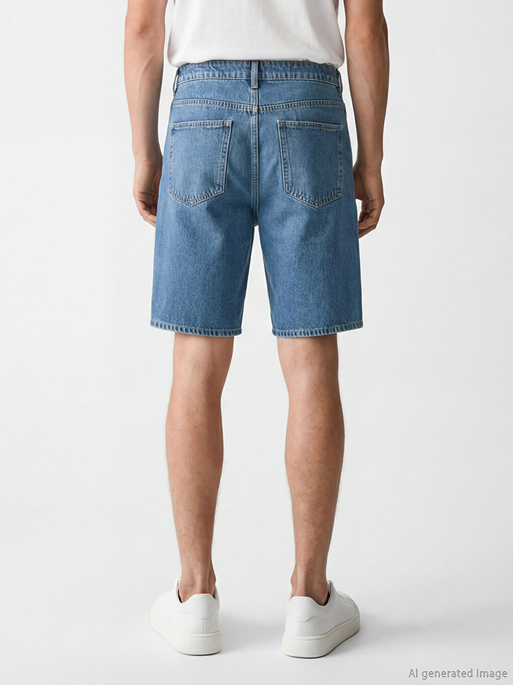 Мъжки дънкови къси панталони с редовна кройка-2