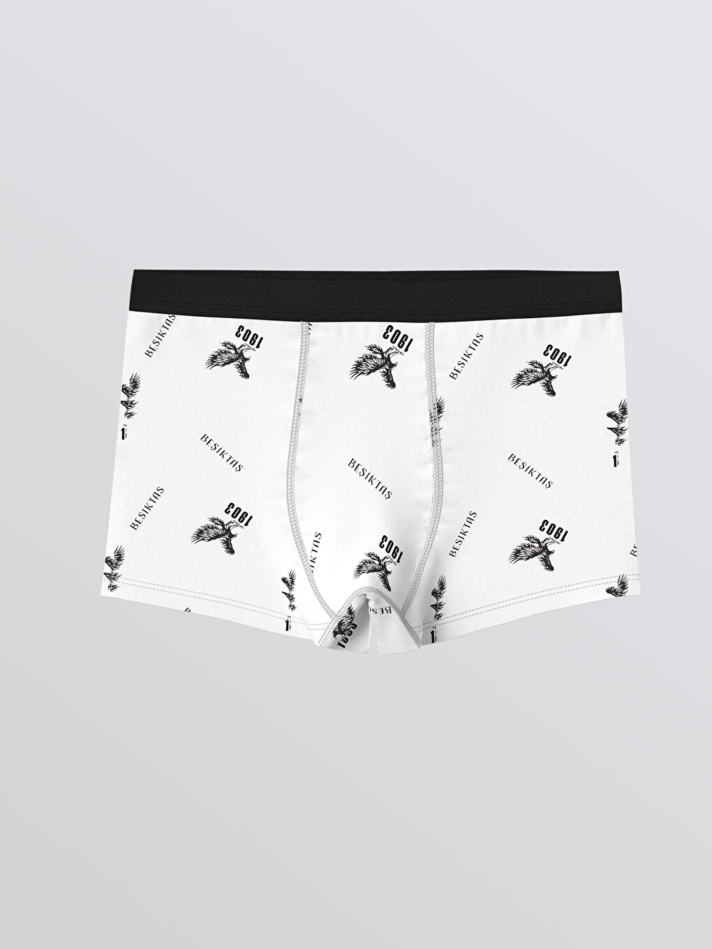 Beyaz Beşiktaş Baskılı Erkek Çocuk Boxer