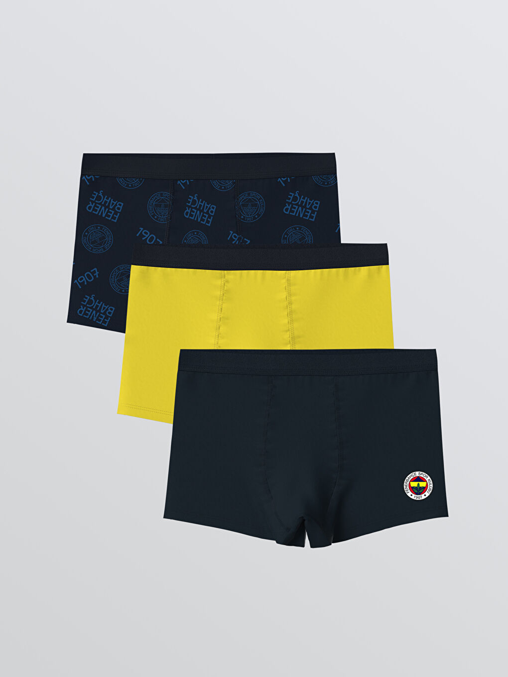 Lacivert Erkek Çocuk Fenerbahçe Baskılı 3'lü Boxer