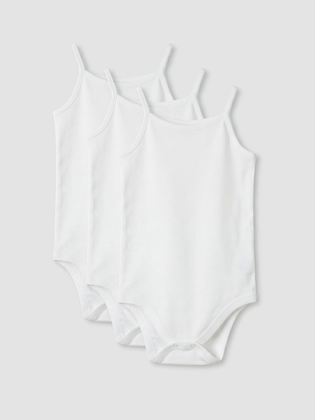 Ekru Kare Yaka Kız Bebek Çıtçıtlı Body 3'lü