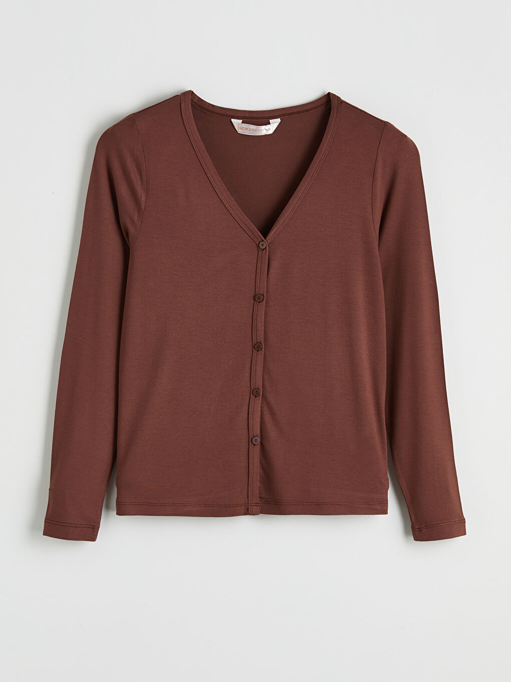 Kahverengi V Yaka Kadın Pijama Takım-1